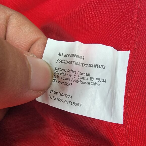 Starbucks Red Apron With Embroidered Logo 2 Pockets Adjustable Straps Workwear - Picture 3 of 6